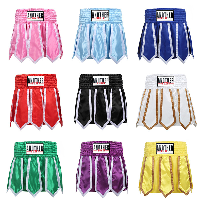 Новые боксерские брюки с лентами, шорты муай тай, брюки для соревнований и тренировок, брюки для комплексных боев