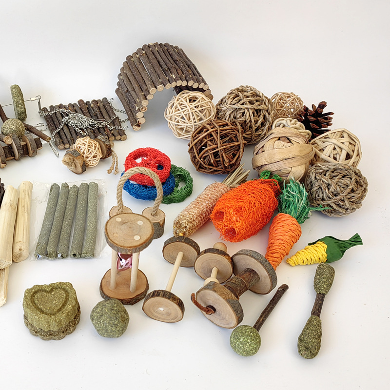 Amazon hamster toy Dutch pig wooden pet toy rabbit molars parrot toy combination set