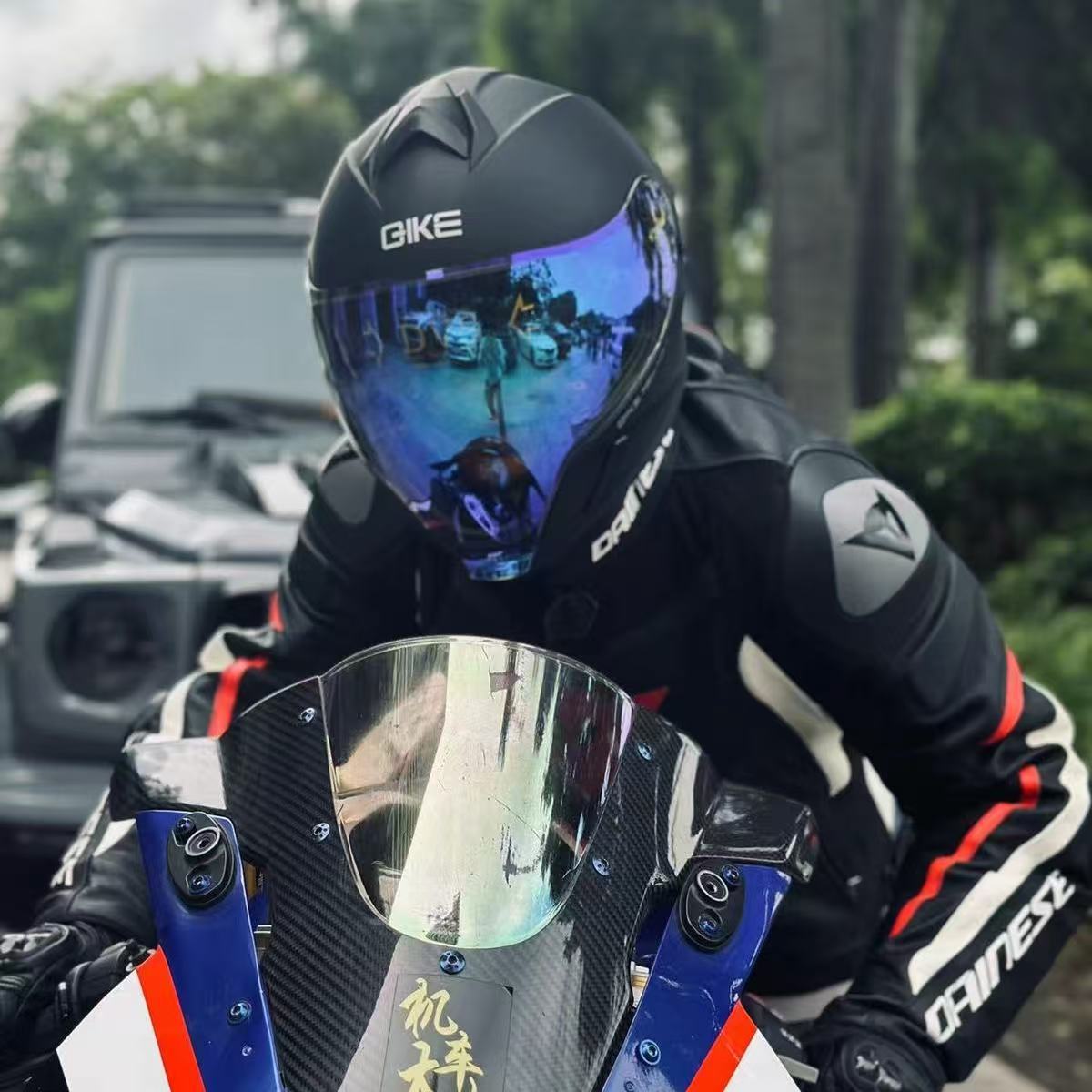 линза шлема Rike FP02, большой угол обзора, серебристое покрытие, аурора, красный, черный, прозрачная линза