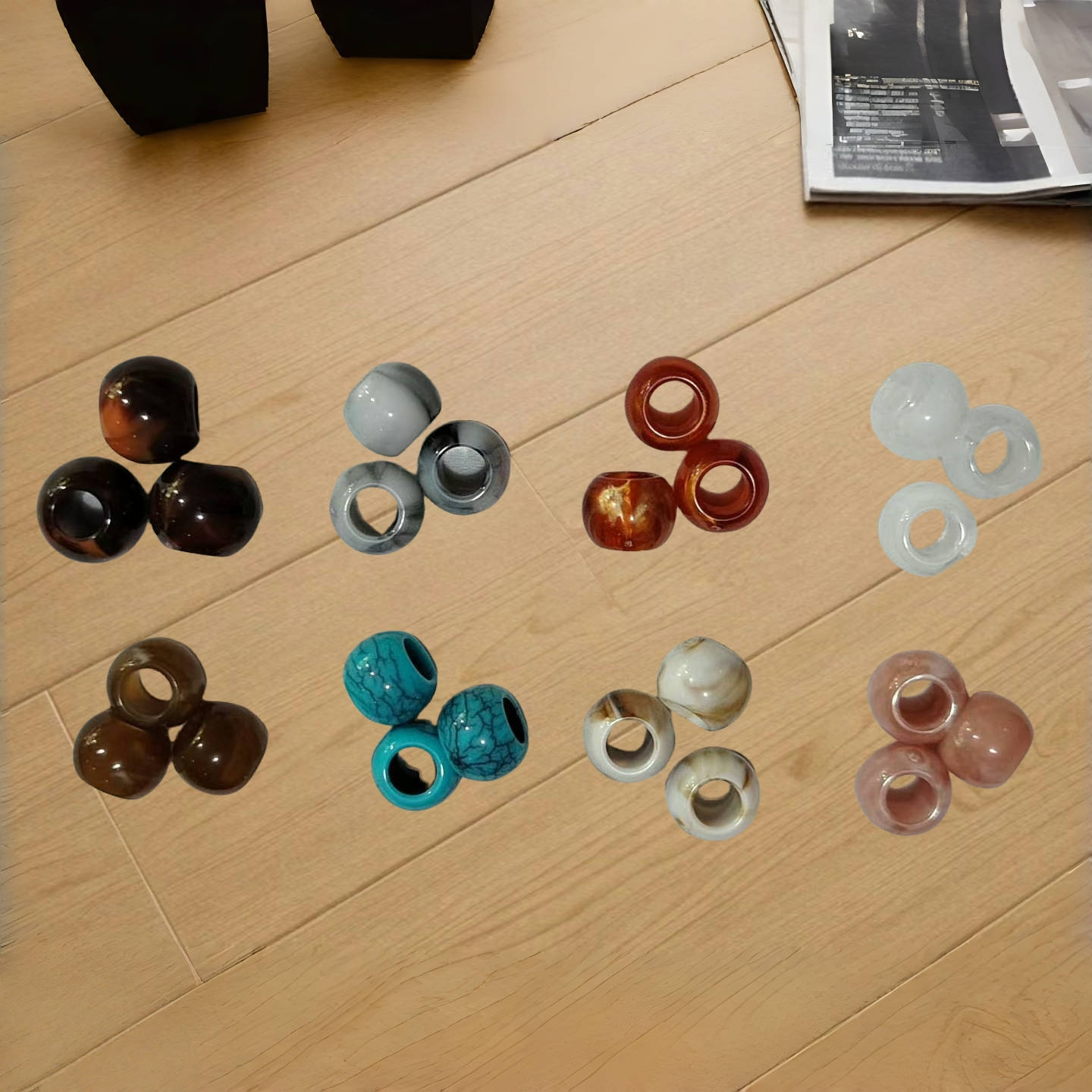 Акриловые бусины с большим отверстием двухцветные, свободные бусины, аксессуары для одежды, материалы для DIY, ювелирные аксессуары, оптовая продажа от производителя