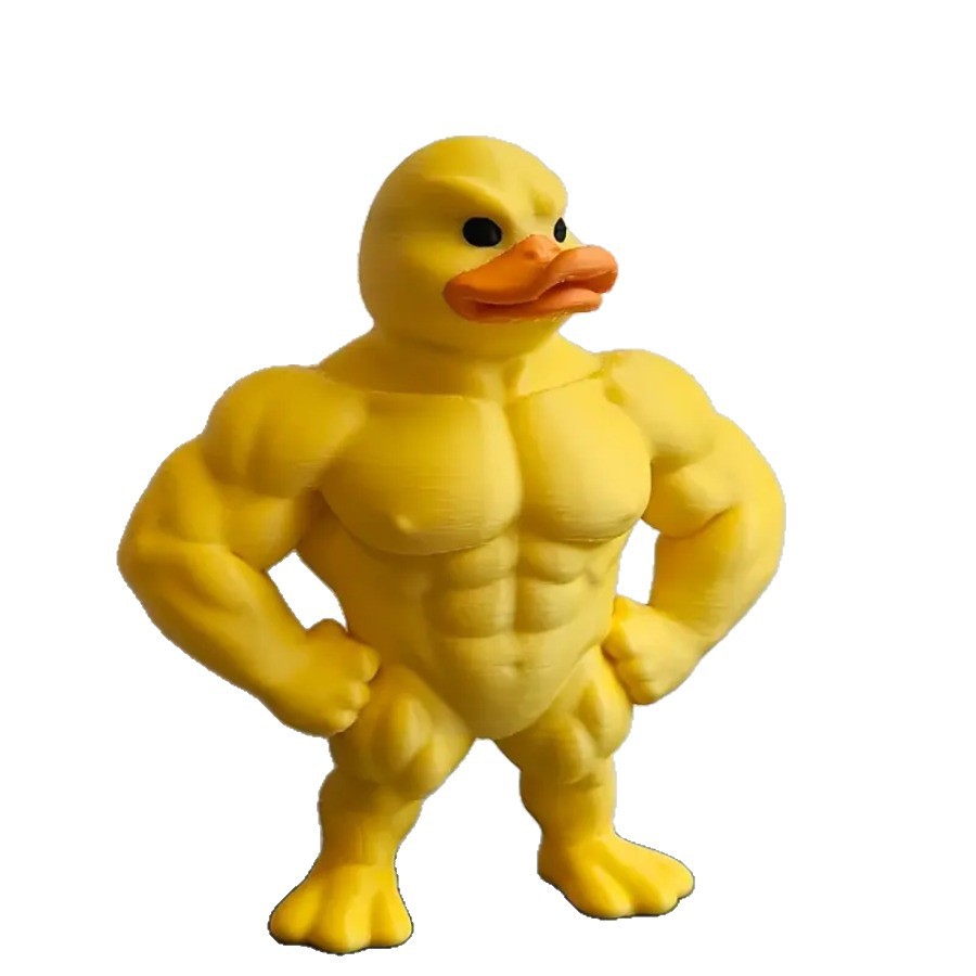 Yellow Fitness Duck Ornament - Funny Muscle Duck Figurine, Funny Office Accessories Decorations