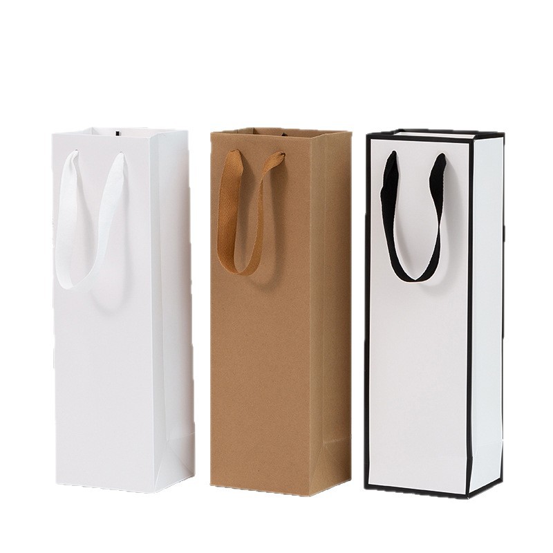 Spot Wine Bag, Red Wine Handbag, High-End Wine Gift Packaging Shopping Bag, Black Card Single and Double Paper Bag