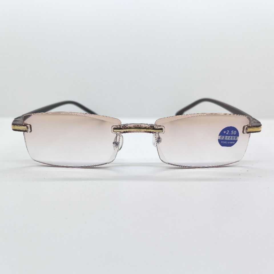 Anti-Blue Light Rimless Edge-Cut Reading Glasses for Men and Women, Ultra-Light Anti-Fall Street Stall Glasses Source Manufacturer