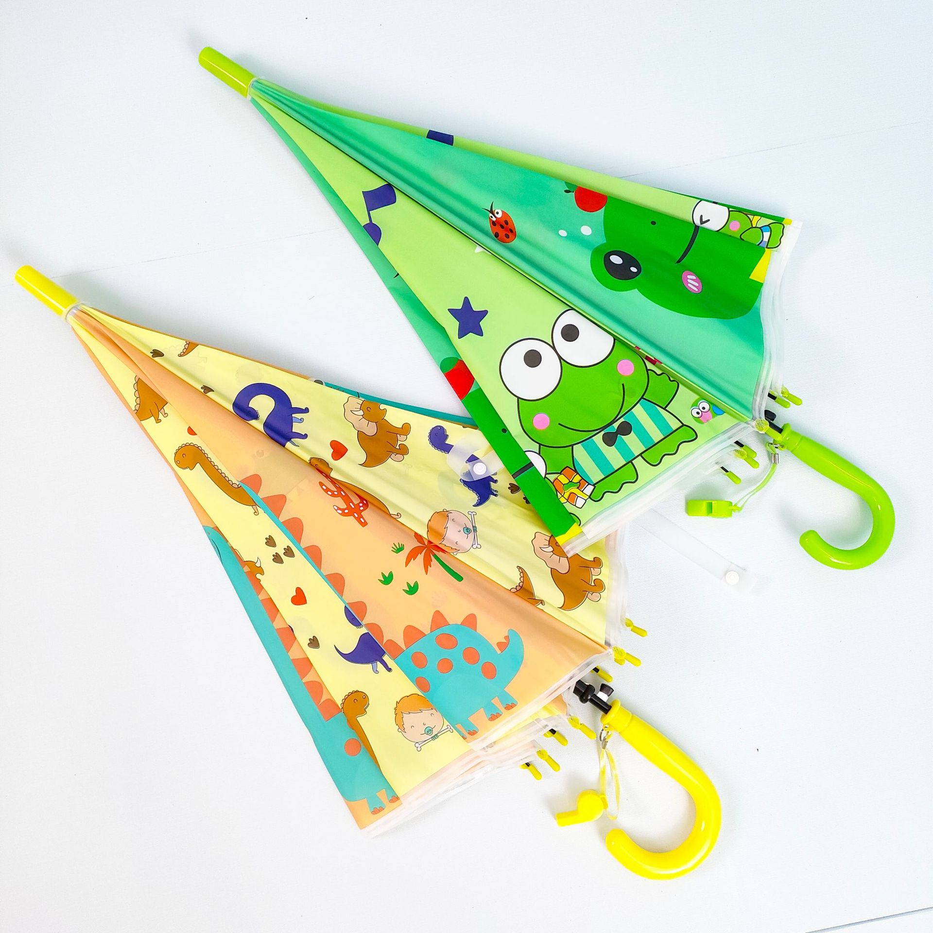 Оптовая фабричная детская зонт для солнца и дождя двойного назначения для детского сада и начальной школы, автоматический длинный ручка, прозрачный зонт с мультяшным дизайном