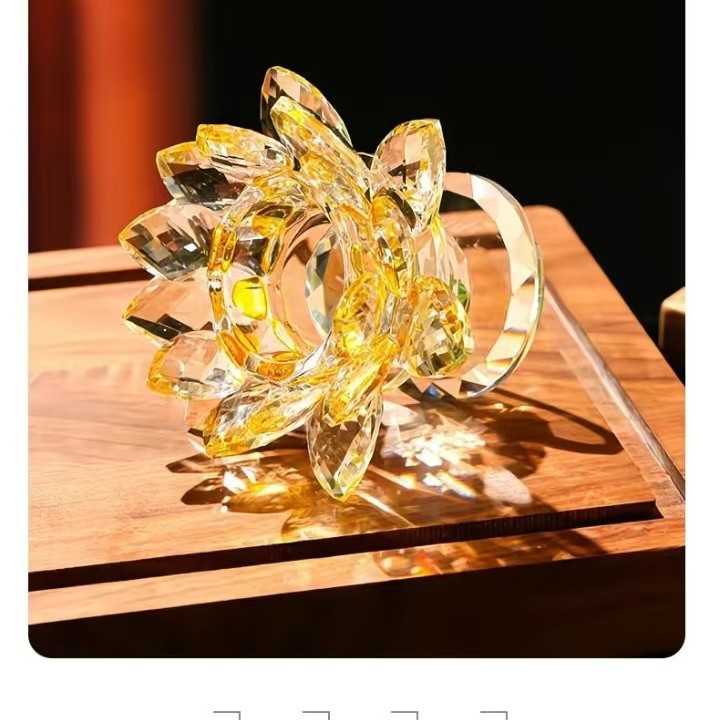 Factory Direct Sales Colored Crystal Butter Lamp Lotus Lamp Holder Crystal Lotus Candle Holder Lotus Lamp Ornaments Decorative Supplies