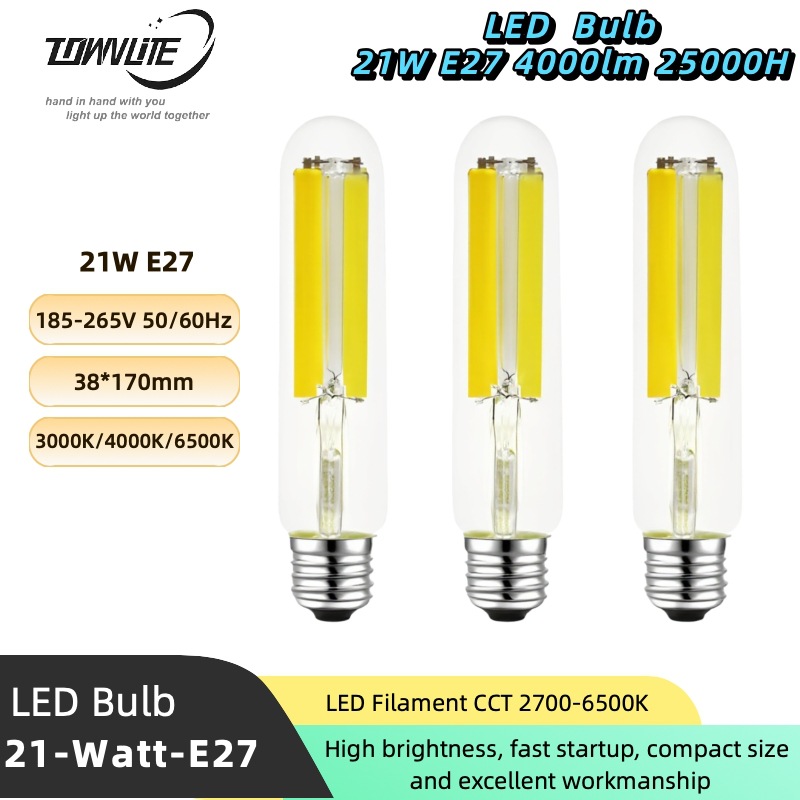 High Brightness E27 Led21W White Transparent Light-Emitting Diode Filament Street Light Replacement Sodium Lamp Bulb