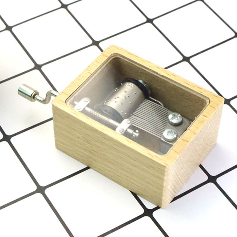 Wooden Transparent Music Box Wooden Hand Music Box Creative Gift Student Birthday Gift Home Simple