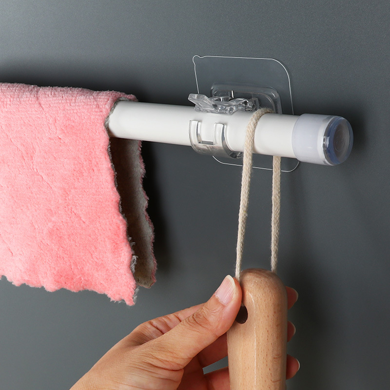 Curtain Rod Hook Punch-free Curtain Hanging Rack Household Wall Adhesive Bracket Clip Door Curtain Telescopic Rod Hook