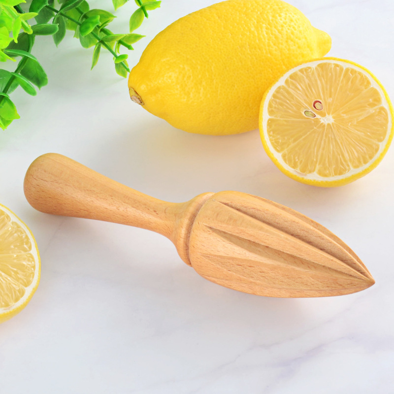 Manual Beech Lemon Juicer Unpainted Solid Wood Lemon Cone Kitchen Baking Supplies Log Juice Tool