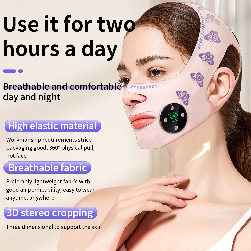 New cross-border EMS micro-current low-frequency pulse massager intelligent thin face bandage beauty instrument v face beauty mask