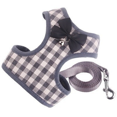 Dog Leash Wholesale Bowknot Plaid Vest-Style Anti-Escape Harness for Cats and Small Dogs Outdoor Pet Harness