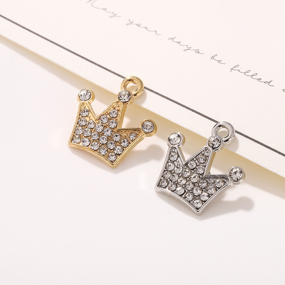 Jewelry Accessories with Diamonds, Necklace, Crown, DIY Star Pendant, Earrings, Heart-Shaped Lock, Key, Sparkling Diamonds