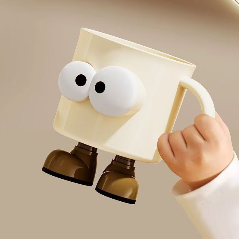 Cute Student Toothbrush Cup with Big Eyes, High Aesthetic Value, Gum Protection, Brushing Teeth, Children's Household Washing Cup, Couple's Toothbrush Holder