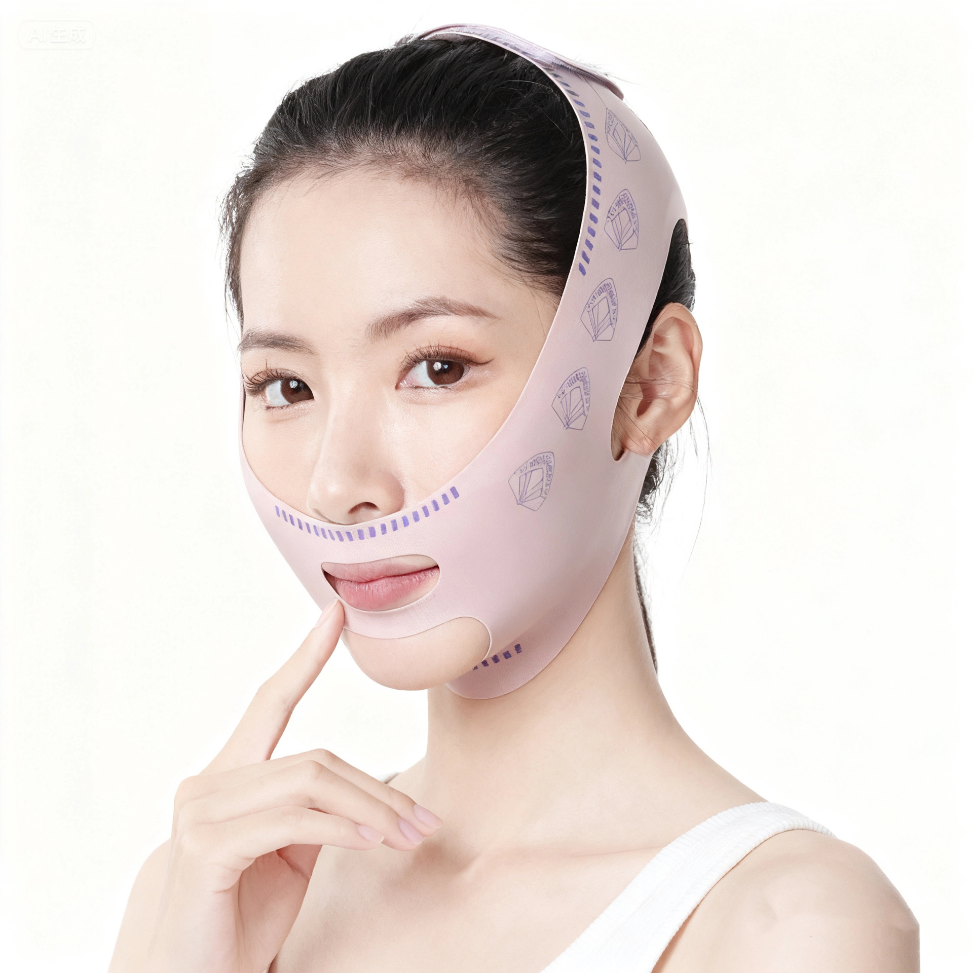 Lifting Mask for Nasolabial Folds, Facial Sleep Bandage, Face Shaping, Firming, Breathable, Traceless V-Face Double Chin Mask