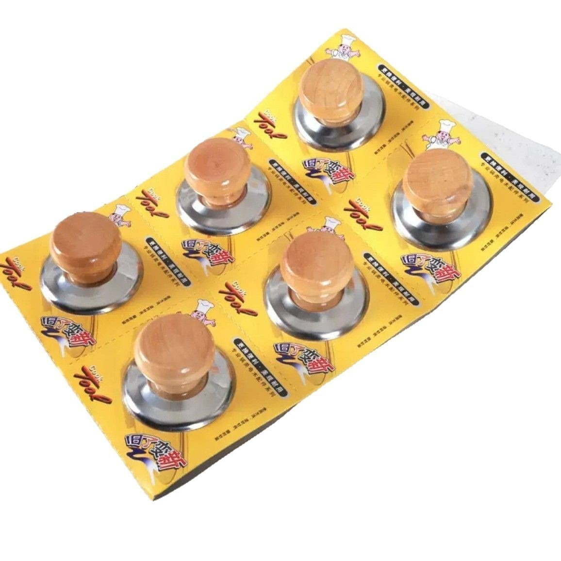 Factory Direct Sales Solid Wood Pot Lid Cap Pot Lid Handle Universal Kitchen Supplies Stainless Steel Pot Lid Button