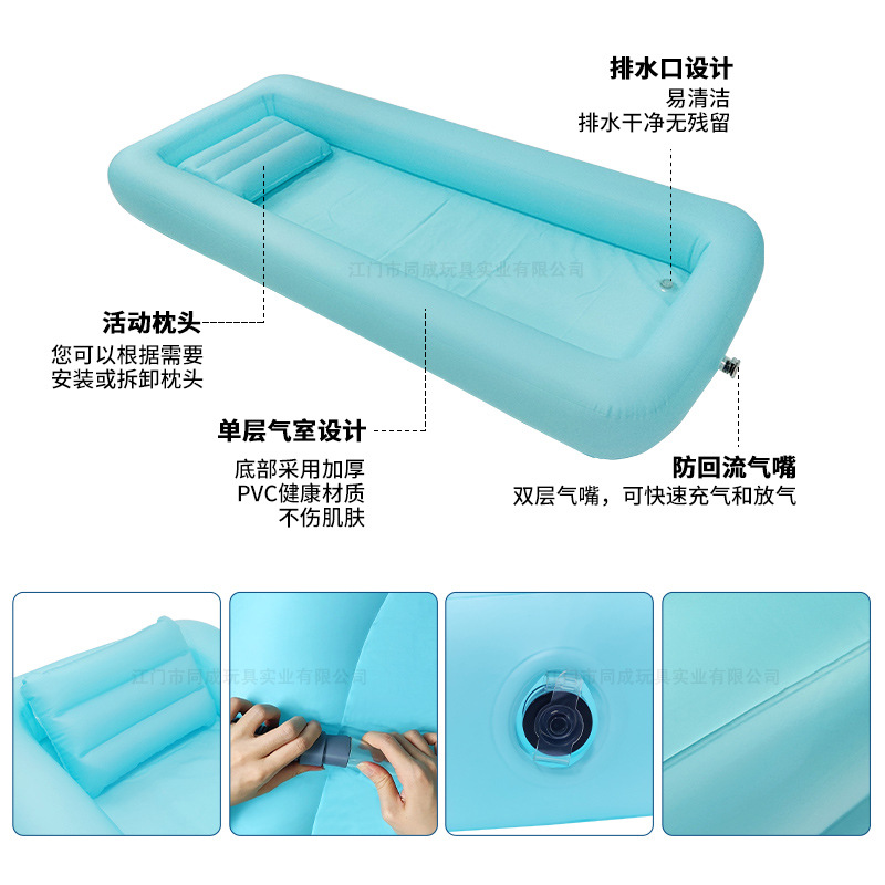 Spot Pvc Inflatable Bath Foldableing Medical Care Pool Adult Bath Tub Elderly Lying Bath Pool