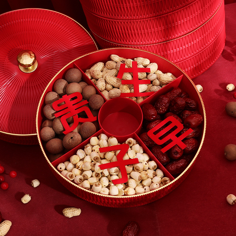 Четырехсекционная праздничная фруктовая коробка с крышкой для раннего родительства свадебные украшения поднос для свадебных сухофруктов чайный столик контейнер для хранения сухофруктов