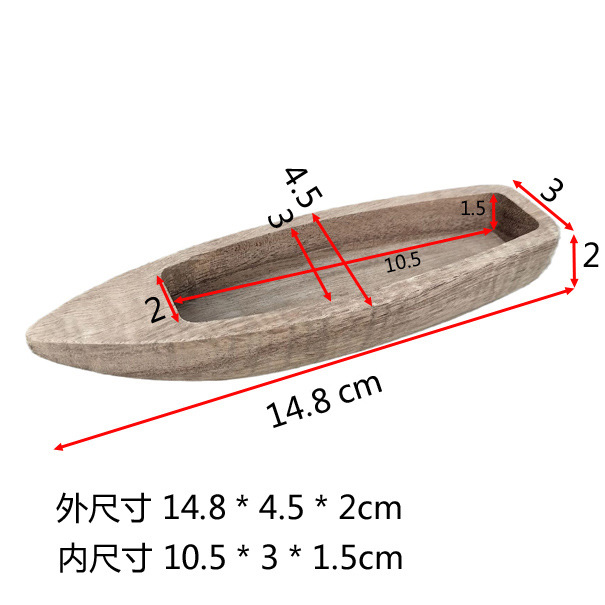 Bonsai Pool Wooden Boat Model Wooden Log Toy Canoe Can Enter the Water Wooden Solid Wood Canoe