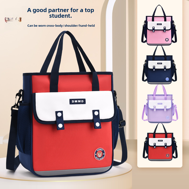 British tutorial bag for primary school students, junior high school students, single shoulder bag, handbag, hand carrying double shoulder bag, make-up bag, slung art bag