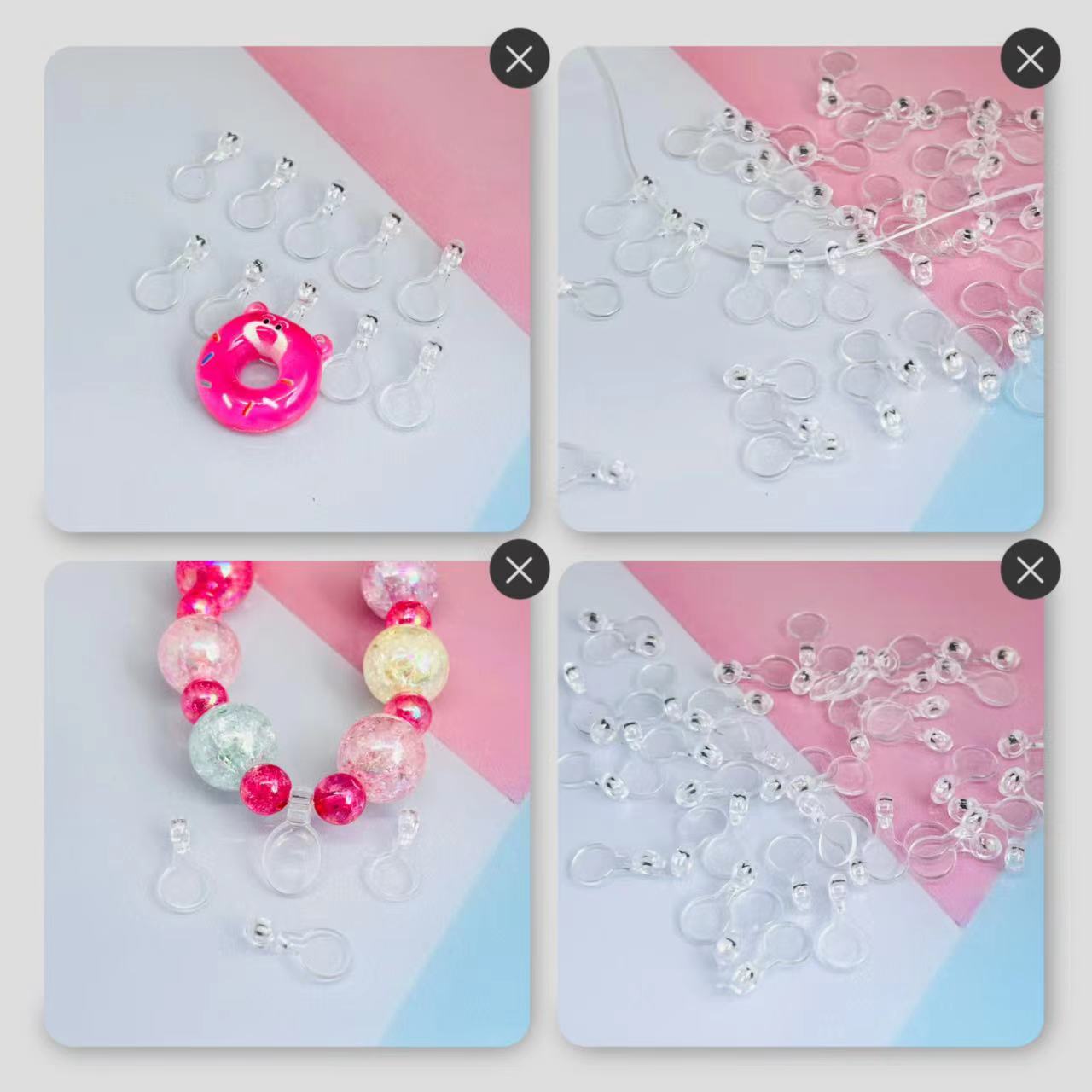 Factory direct jewelry accessories diy children's headdress rubber band perforated necklace hanging tag beaded tag