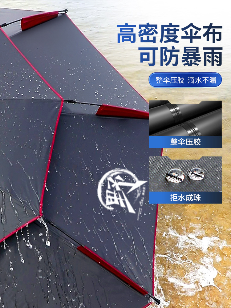 New Large Fishing Umbrella Universal Outdoor Sunshade Rainproof Sun-proof Thickened Black Rubber Cane Umbrella Special Fishing Umbrella for Wild Fishing