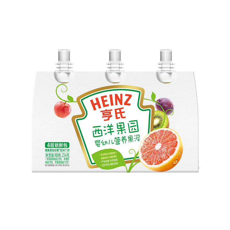 Heinz Ultra Gold Fruit Puree Baby Juice Puree Western Orchard/Fresh Pastoral Combination Pack No-Additive Fruit Puree Wholesale