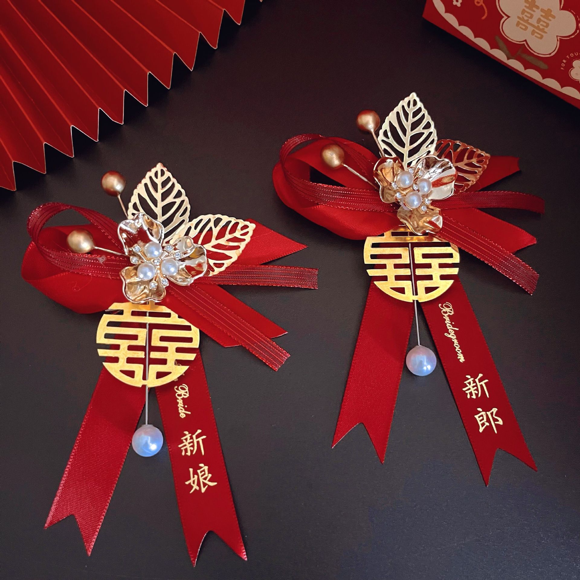 Hotel wedding corsage hand flower bride groom wedding flower happy word full set father mother corsage full set wholesale