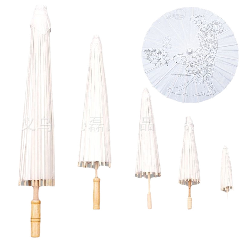 Paper Umbrella diy Hand-painted Umbrella Kindergarten Creative Kidsren's Umbrella Hand-painted Umbrella Graffiti Umbrella Blank Oil Paper Umbrella