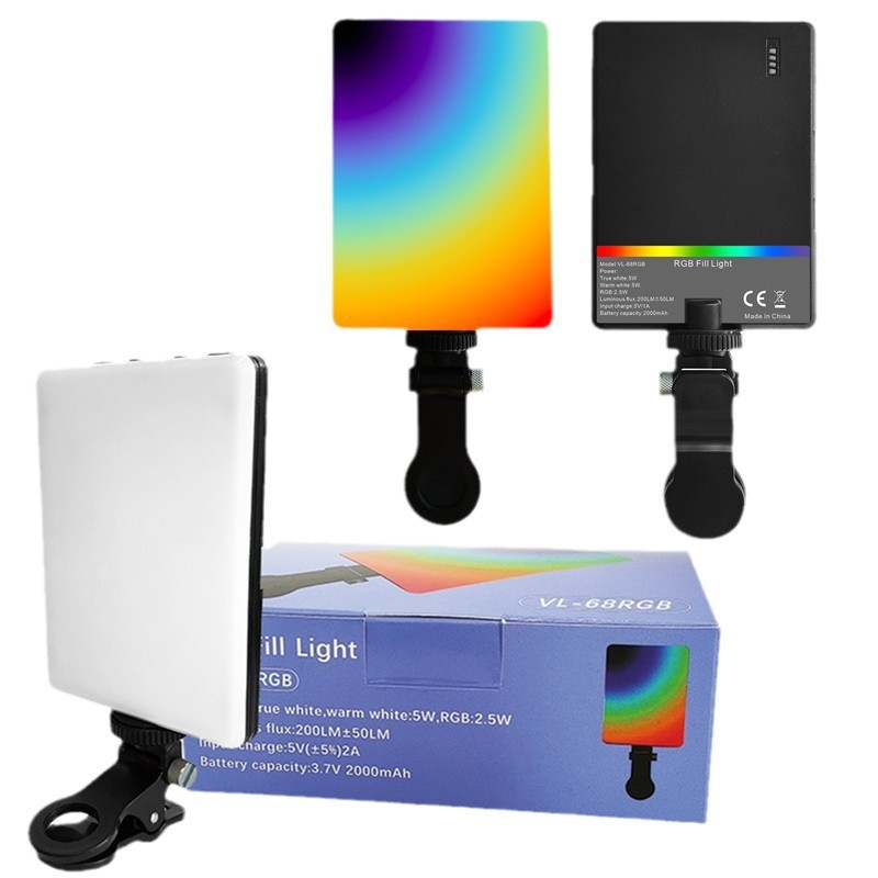 Pocket Fill Light for Live Streaming, Portable Photography Lighting, Three-Color Rgb Soft Light for Photography, Camera, and Phone Fill Light