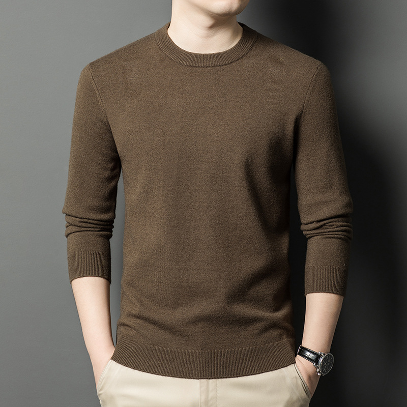 Thickened 450g Puyuan Wool Men's Sweater 2025 Winter New Round Neck Warm Base Sweater for Men