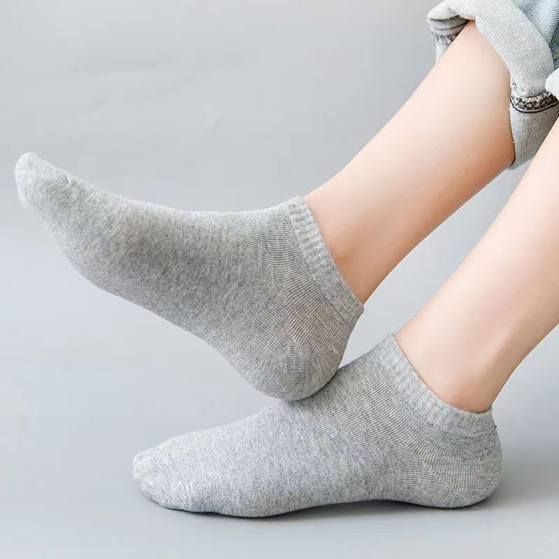 Socks Men's and Women's Short Socks Summer Black and White Grey Boat Socks Solid Color Men's Thin Breathable Short Socks