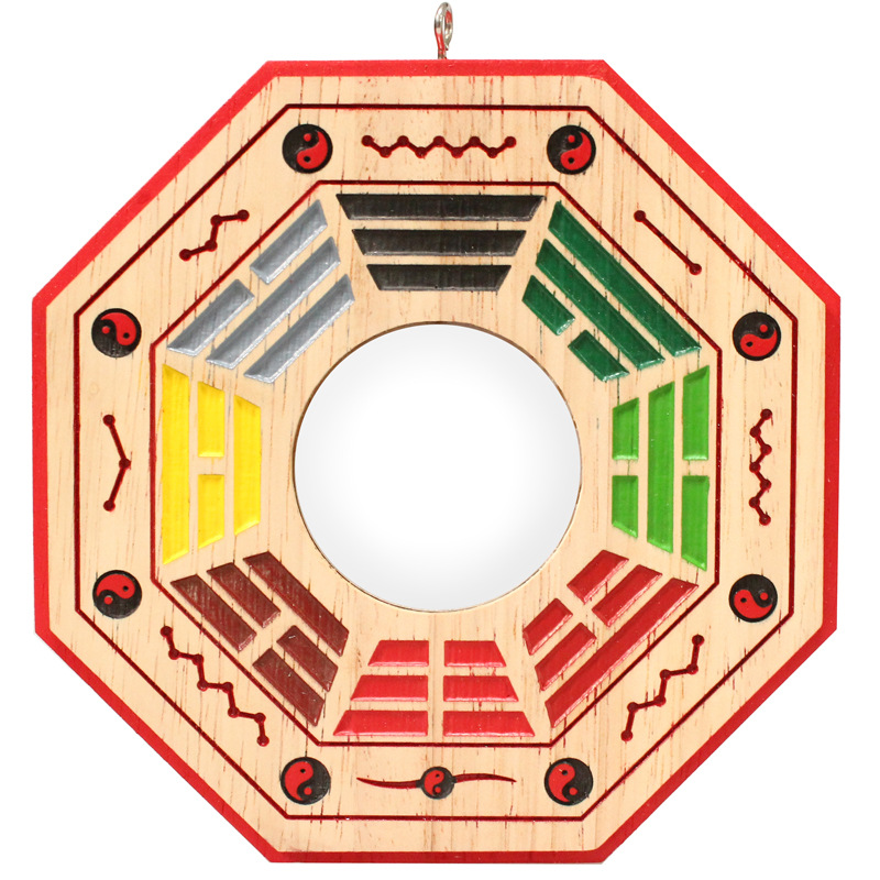 Factory spot multi-specification peach wood painted Bagua mirror Bagua mirror ornaments home crafts peach wood Bagua mirror