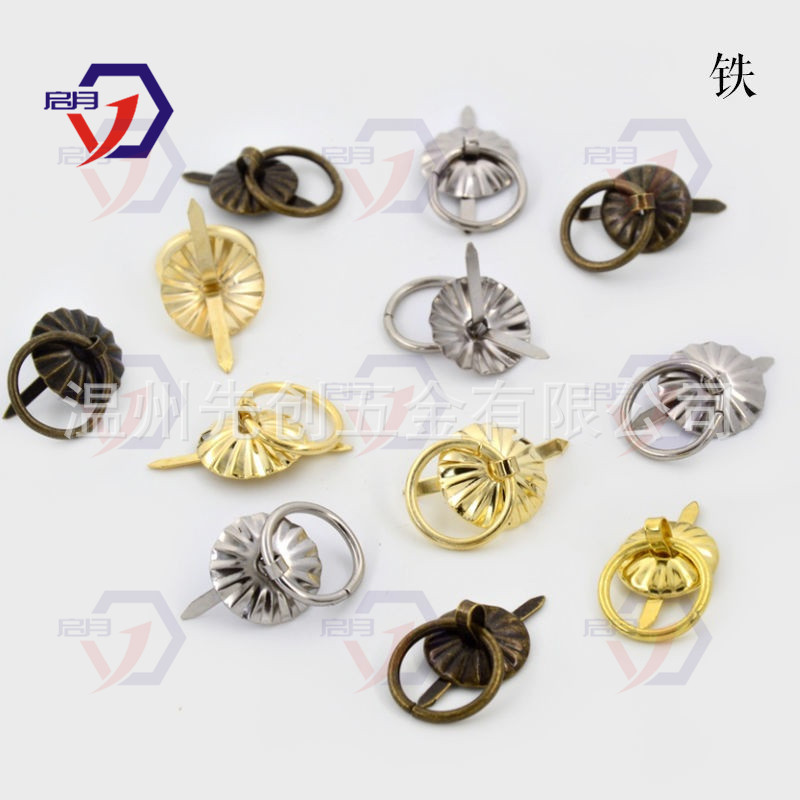 Mini Handle Bronze Watermelon Flower Iron Pull Ring Sunflower Gift Box Handle Paper Box Handle with Feet Candy Box Small