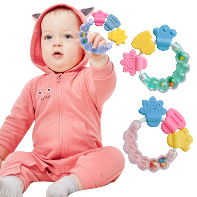 Cross-border Hot Selling Baby Rattle Teeth Gum Bite Bell Teeth Gum Baby Molar Bar Molar Fixed Teeth Rattle