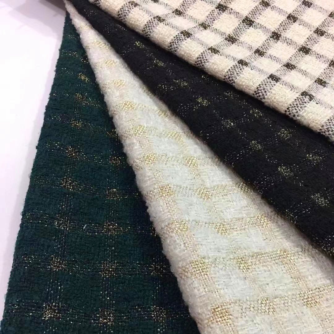 Прямая продажа с фабрики, золотая шелковая мелкая клетка, шершавая ткань для одежды/обуви и головных уборов