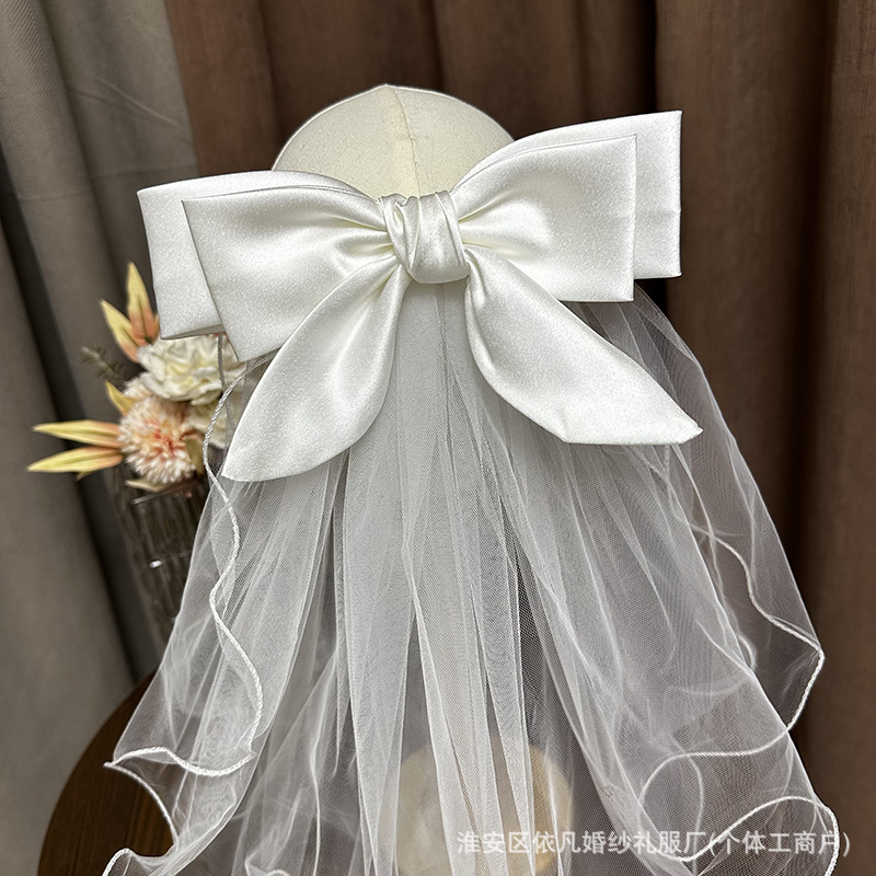 Hair Bride Super Fairy Short Small Veil Bride Wedding Photo Certificate Registration Bow Poncho Veil Headwear