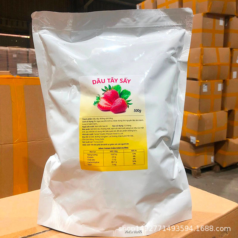 FD freeze-dried strawberry grade a whole factory wholesale fruit dried goat milk fu snowflake crisp nougat 500g snacks