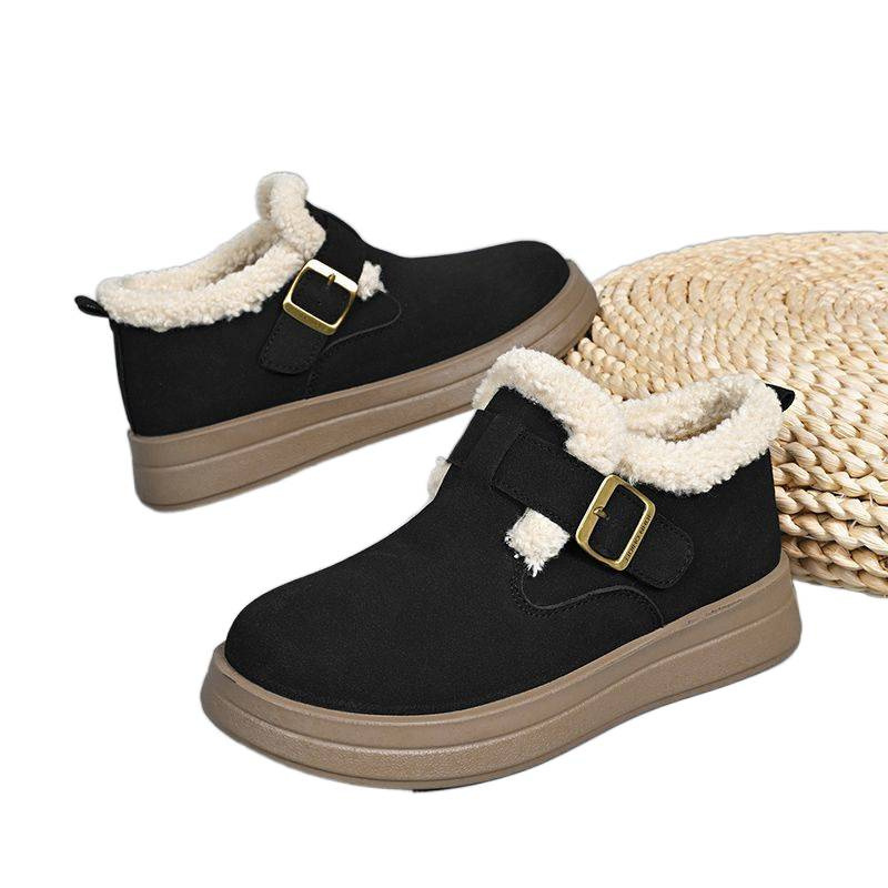 Winter Popular Platform Shoes, Thick-Soled Plus Velvet Birkenstock Shoes, Women's Cotton Boots, Heightening Soft-Soled Shock-Absorbing Plush Warm Snow Boots