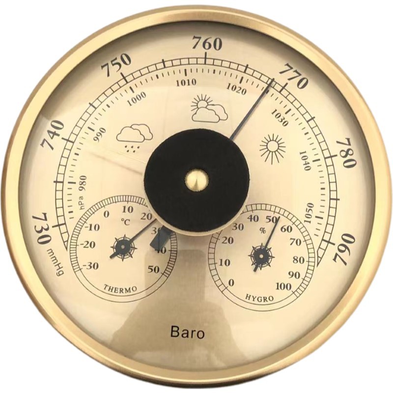 New Pointer Type Atmospheric Pressure Gauge Thermometer Hygrometer Sunny or Rainy Meter Calibration Adjustable Air Pressure Gauge Weather Station