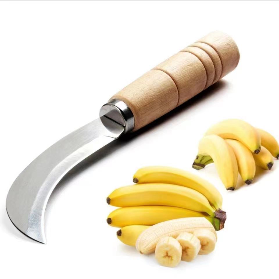 Factory wholesale stainless steel machete wooden handle banana knife pineapple knife fruit knife melon fruit vegetable peeler small sickle