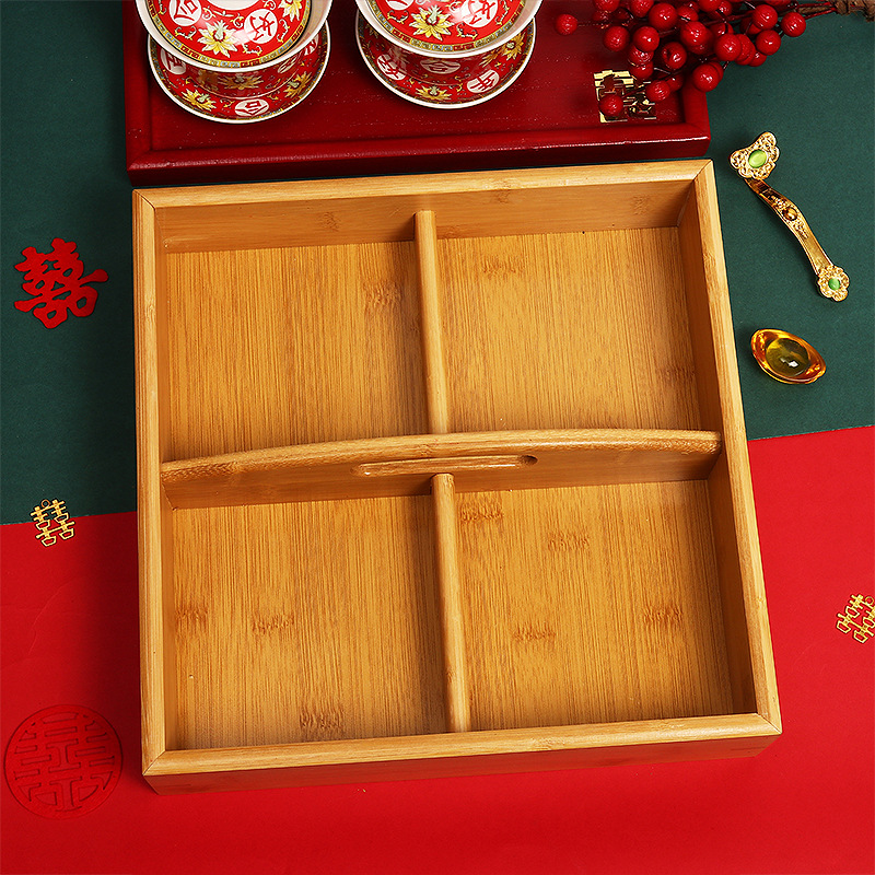 Wedding Bamboo Portable Dried Fruit Box Engagement Banquet Early Birth Your Son Basket Objects Complete Decoration Press Bed Arrangement Supplies