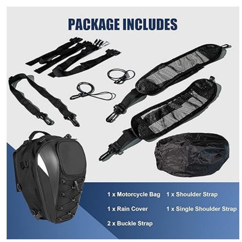 Motorcycle Rear Seat Helmet Bag Large Capacity Cycling Bag Travel Backpack Waterproof Rear Tail Bag Rider Equipment Bag