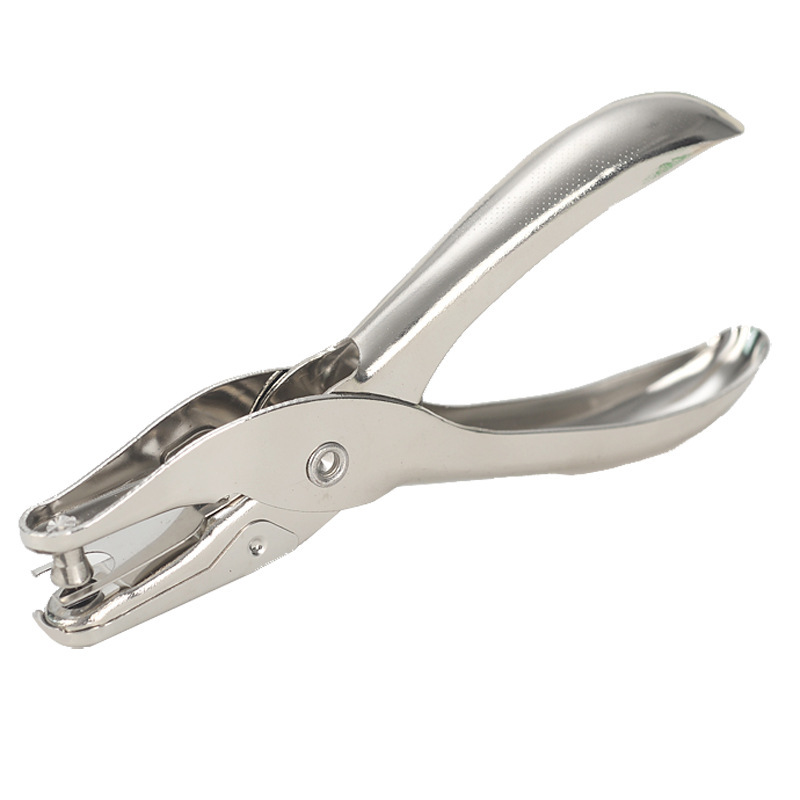 Hand-held metal stationery round hole diameter 6mm punching tongs punching machine paper punching machine boxed single hole punching machine