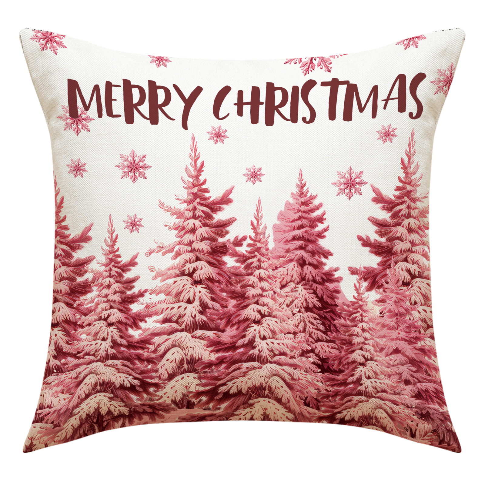 Pink Elk Christmas Throw Pillow Cover Linen Letter Print Holiday Decoration Living Room Sofa Cushion Cover Cushion Cover
