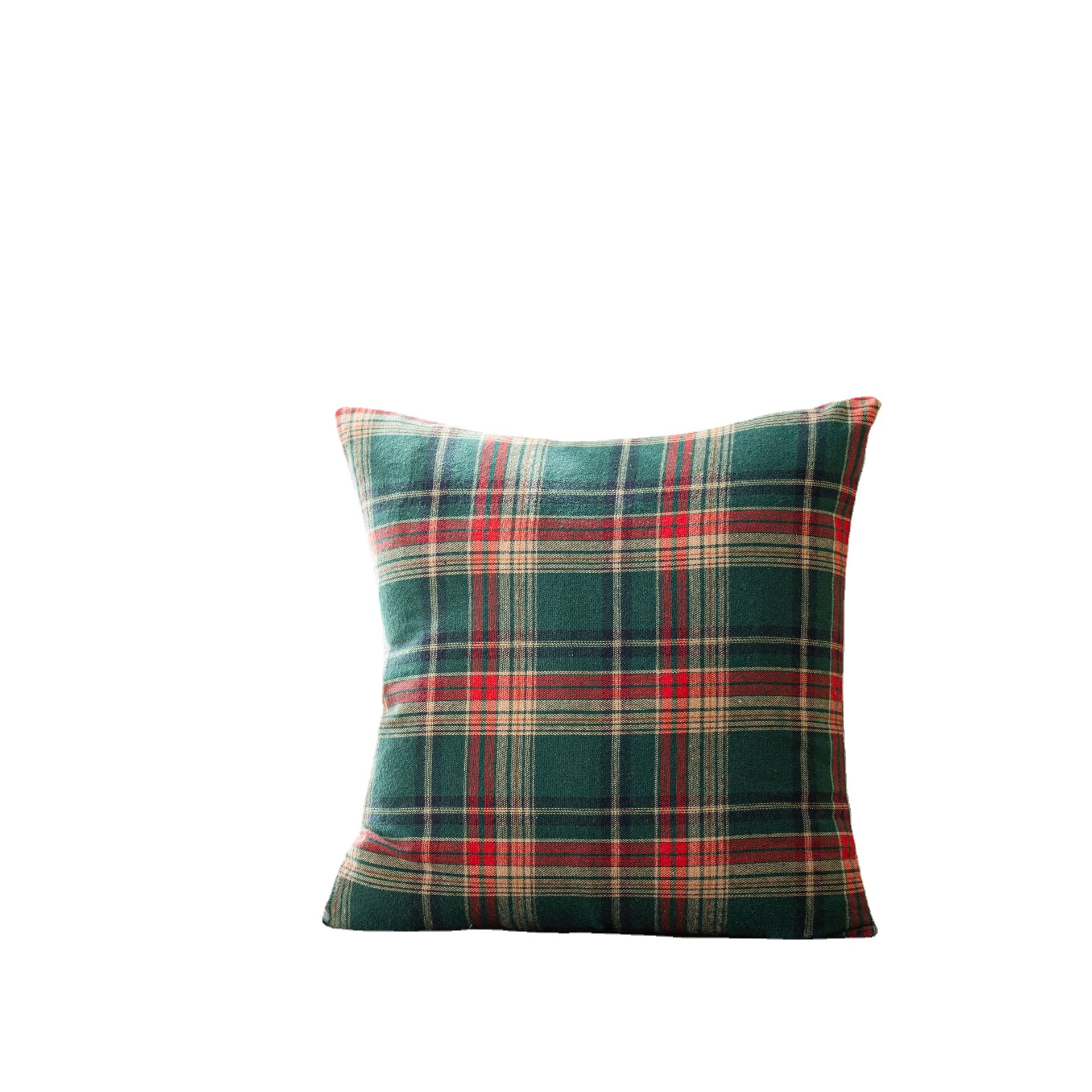 Yuman Qiyun Holiday Pillow Cover Sofa Pillow Green Plaid Christmas Cushion Cover Model Room Pillow Without Core