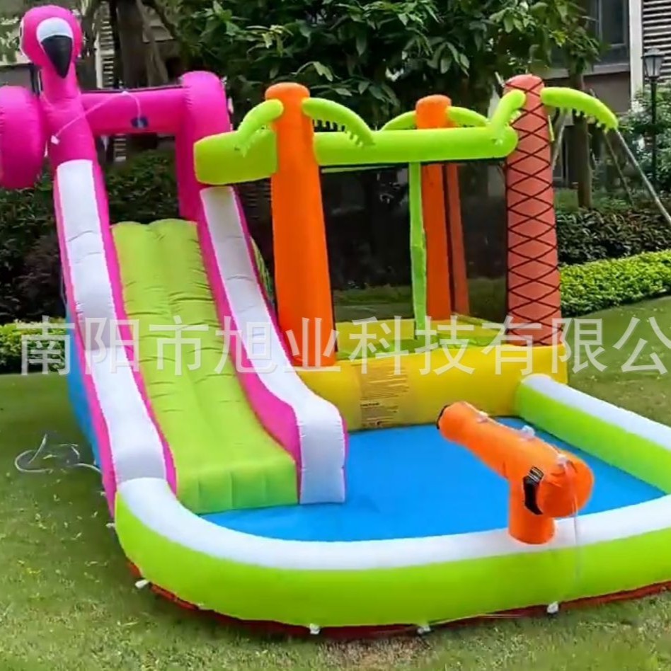 Flamingo Kidsren's Indoor Water Spray Inflatable Slide Water Inflatable Castle Kidsren's Trampoline Baby Bounce