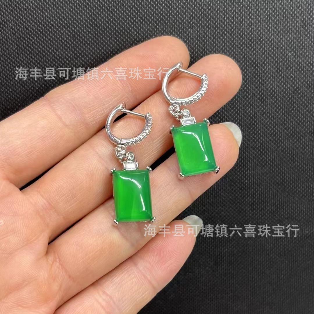 Натуральные серьги из халцедона в форме квадрата, серьги с изумрудом, высококачественные серьги с агатом в форме сахарного кубика, женские аксессуары для прямых трансляций