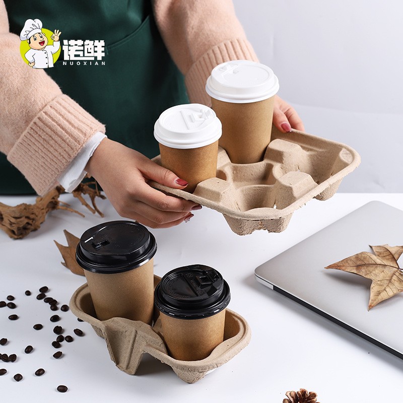 Milk tea packaging cup holder disposable beverage packaging takeaway holder single double four cup holder beverage coffee cup holder