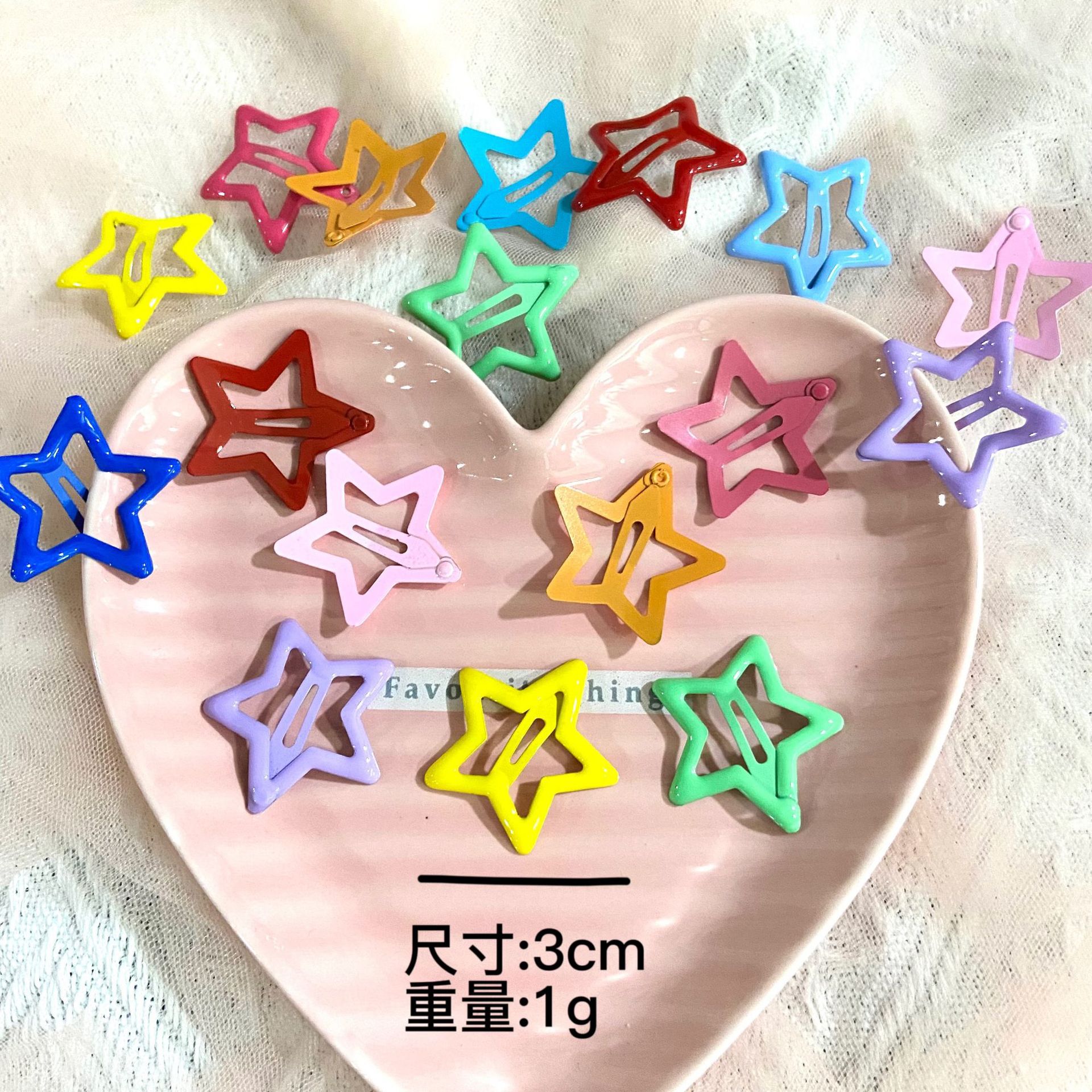 Candy Color Dopamine Pentagram Drop Oil Hairpin Women's Side Bangs Hairpin Broken Hair Bb Clip Small Clip Headwear