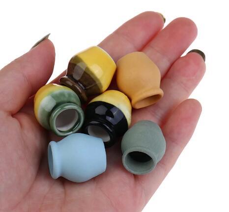 1:12 doll house mini furniture model plain color pattern half glaze vase 6 piece set